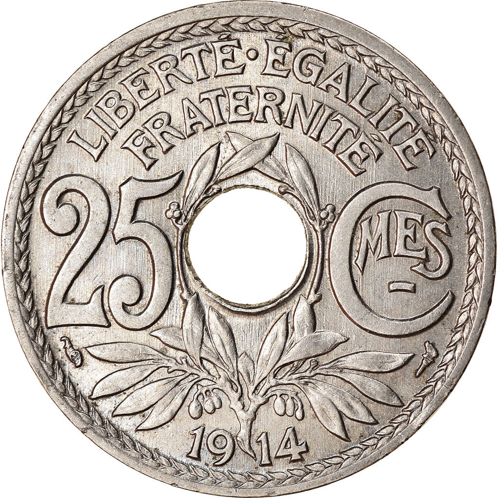 Coin, France, Lindauer, 25 Centimes, 1914, AU(55-58), Nickel, KM:867