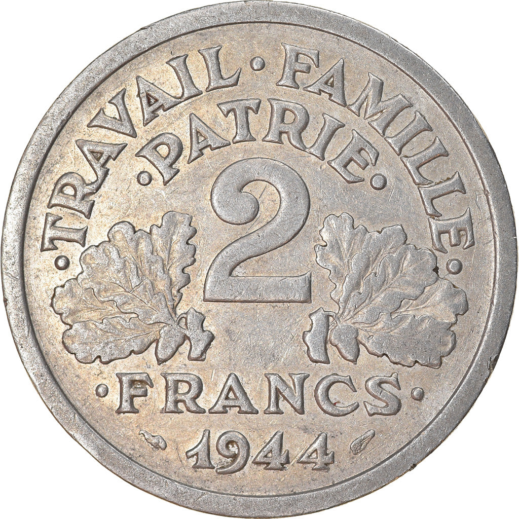Monnaie, France, Bazor, 2 Francs, 1944, Beaumont - Le Roger, TTB, Aluminium