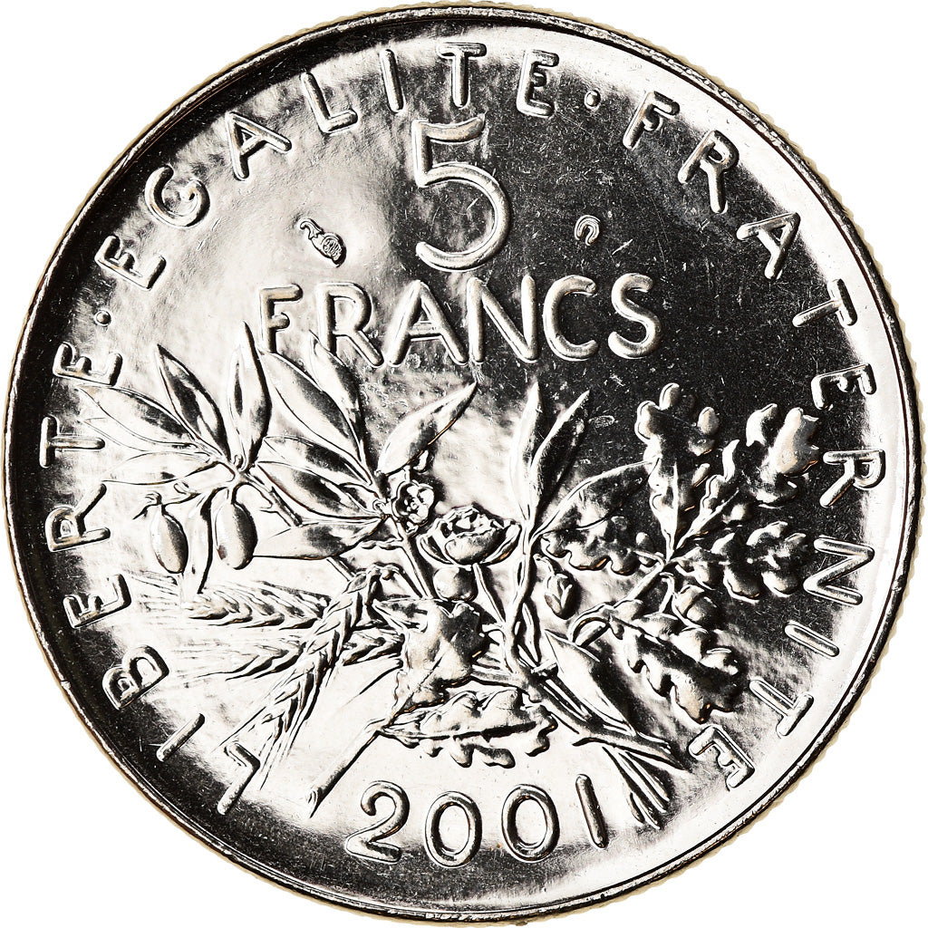Moneda, Francia, Semeuse, 5 Francs, 2001, Paris, BU, FDC, Níquel recubierto de