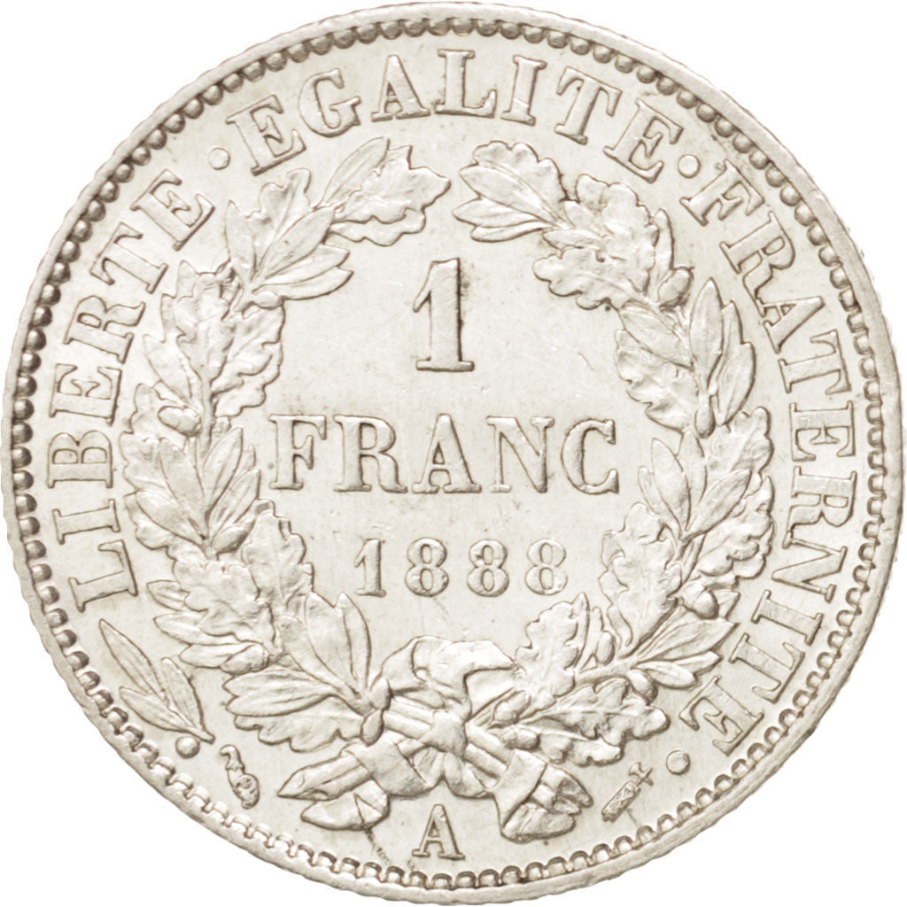 France, Cérès, Franc, 1888, Paris, MS(60-62), Silver, KM:822.1, Gadoury:465a