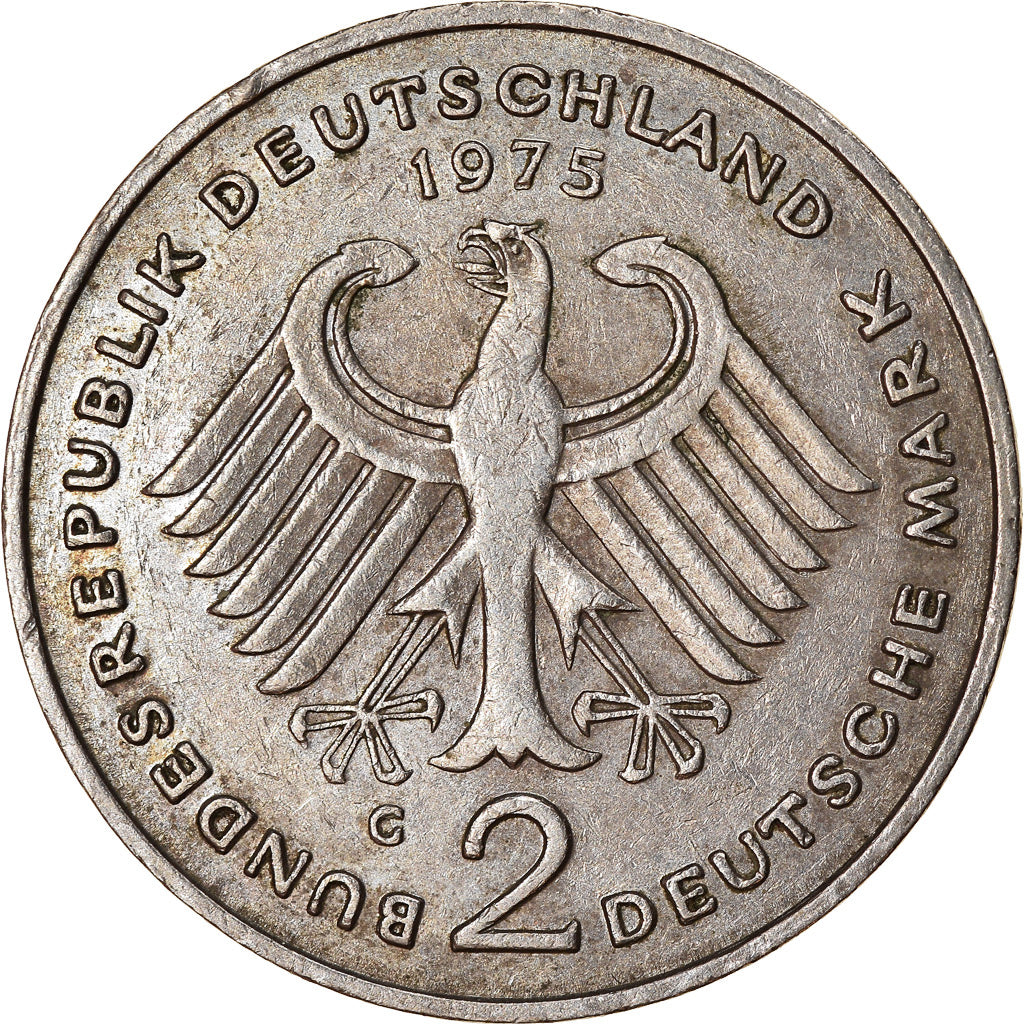 Coin, GERMANY - FEDERAL REPUBLIC, 2 Mark, 1975, Karlsruhe, EF(40-45)