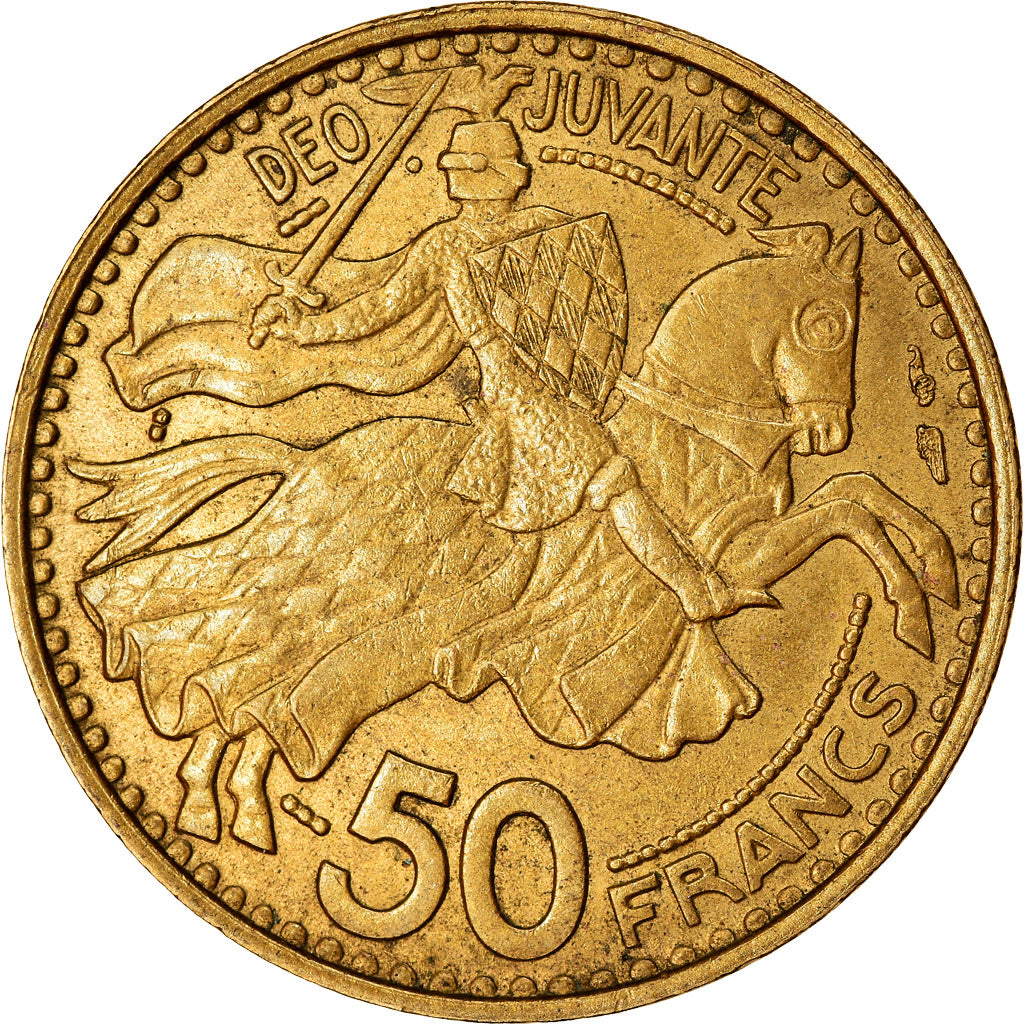 Coin, Monaco, Rainier III, 50 Francs, Cinquante, 1950, Monaco, EF(40-45)