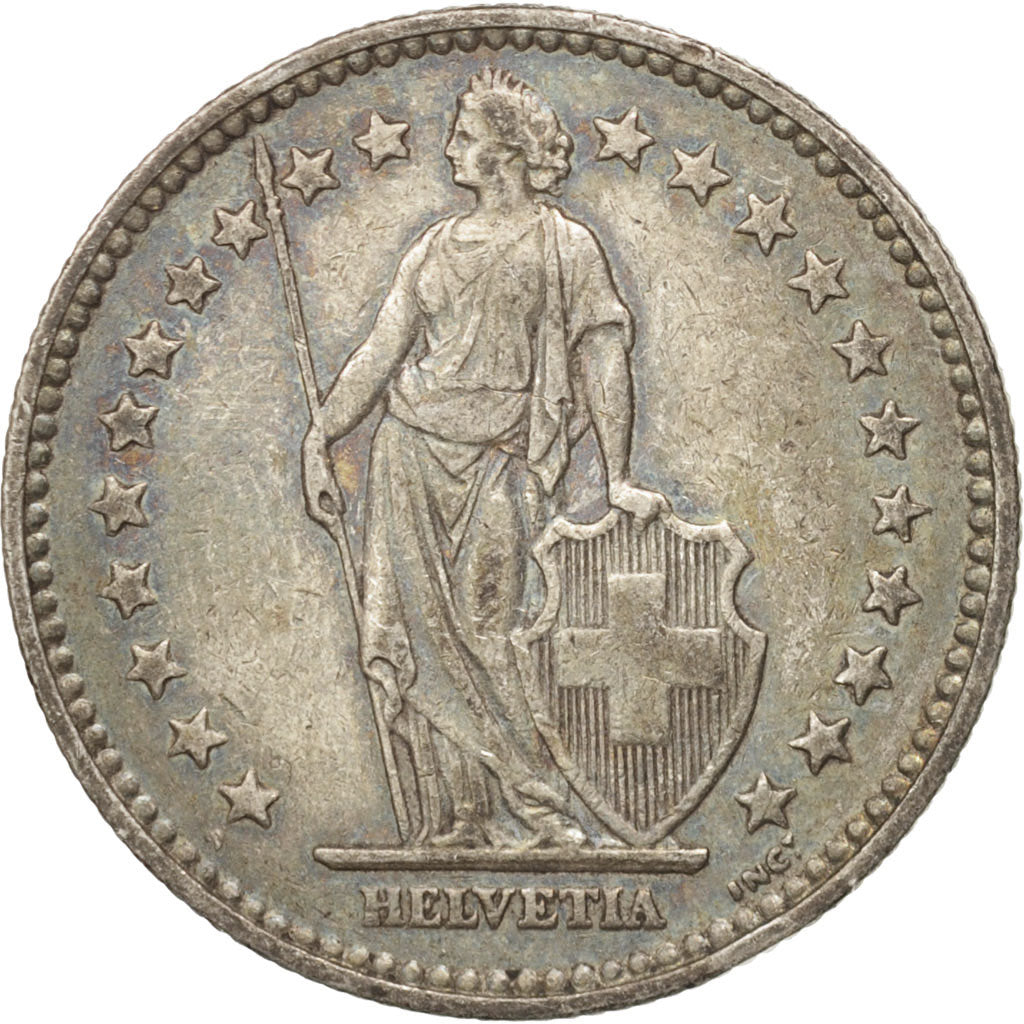 Switzerland, 2 Francs, 1914, Bern, AU(50-53), Silver, KM:21