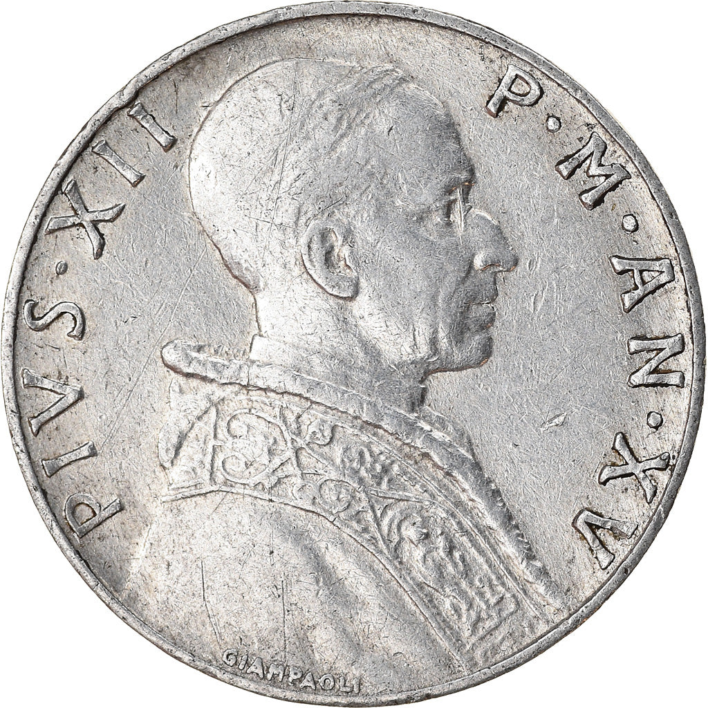 Moeda, CIDADE DO VATICANO, Pius XII, 5 Lire, 1953, Roma, AU(50-53), Alumínio