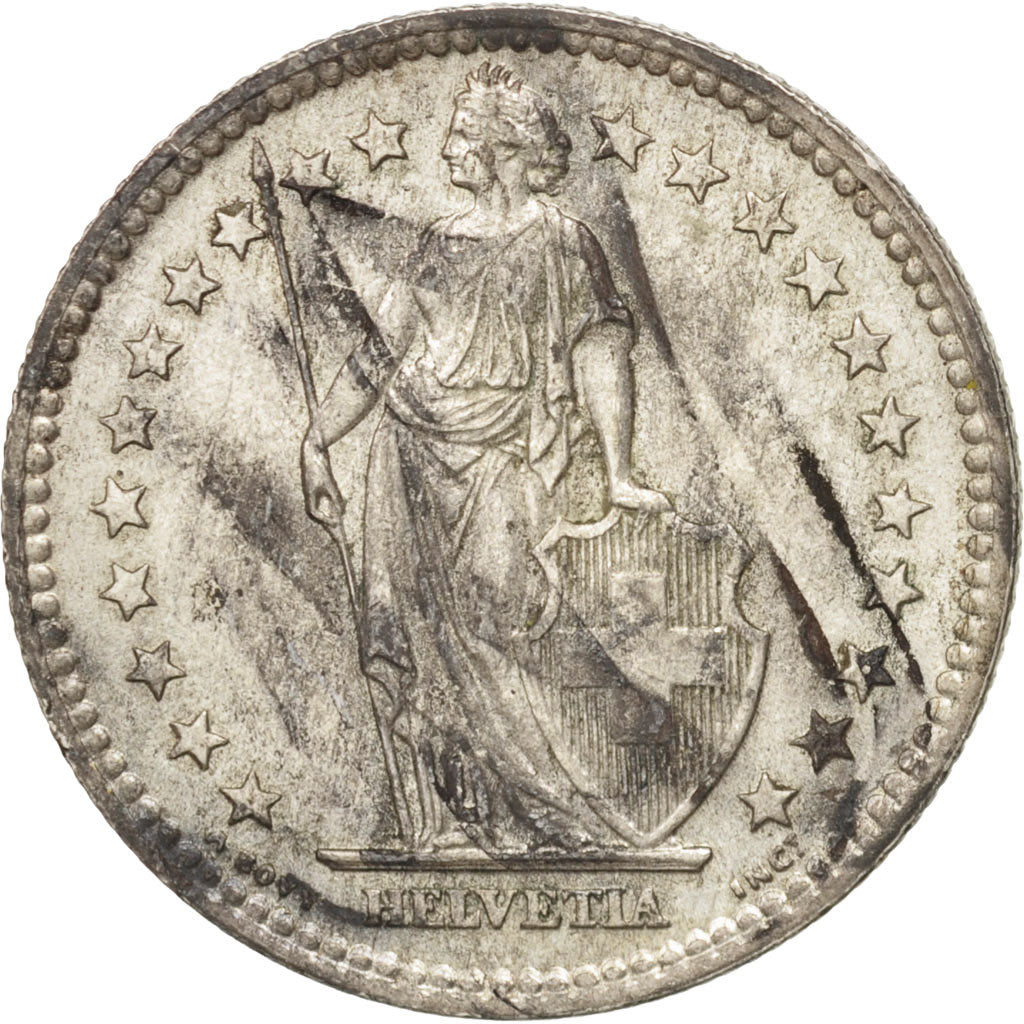 Switzerland, 2 Francs, 1958, Bern, AU(50-53), Silver, KM:21