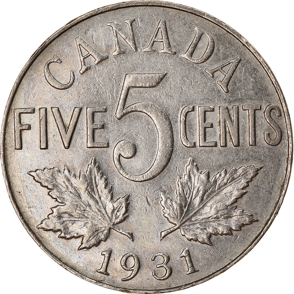 Moneta, Canada, George V, 5 Cents, 1931, Royal Canadian Mint, Ottawa, BB