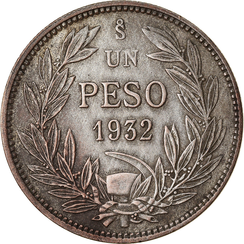 Coin, Chile, Peso, 1932, EF(40-45), Silver, KM:174