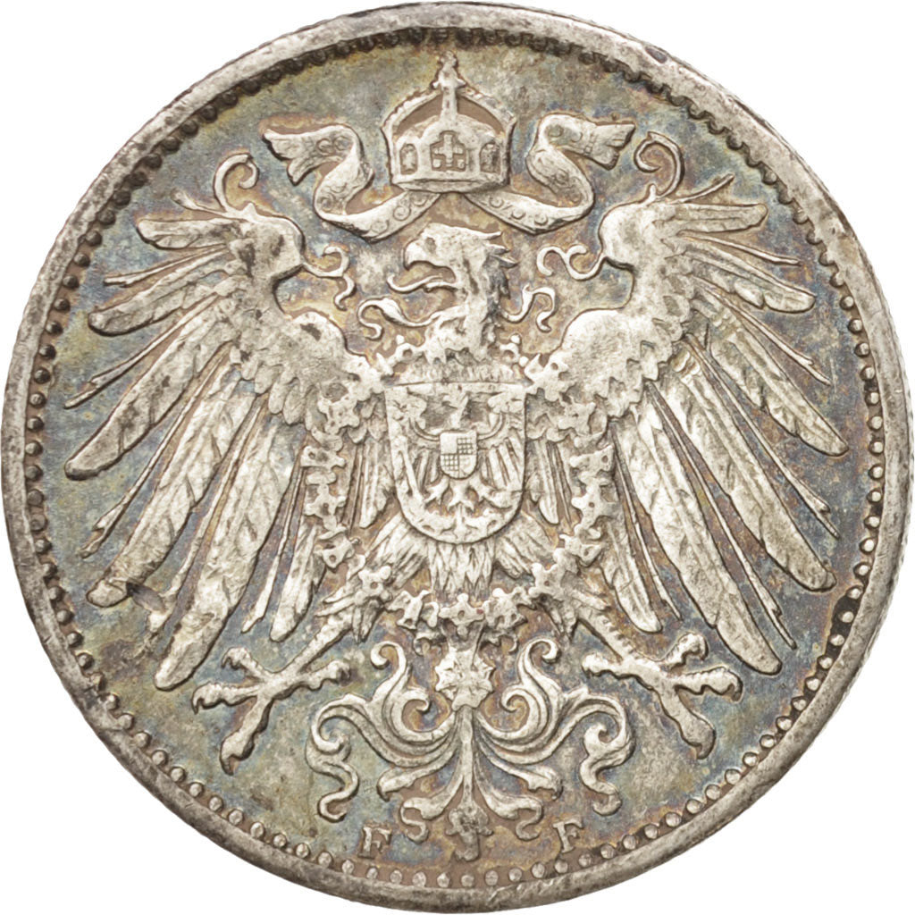 GERMANY - EMPIRE, Wilhelm II, Mark, 1915, Stuttgart, AU(50-53), Silver, KM:14
