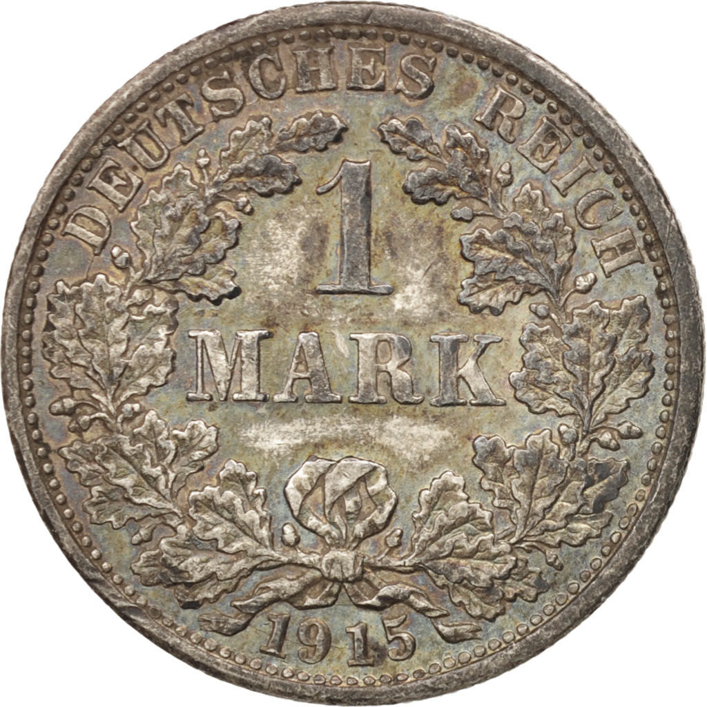GERMANY - EMPIRE, Wilhelm II, Mark, 1915, Stuttgart, AU(50-53), Silver, KM:14