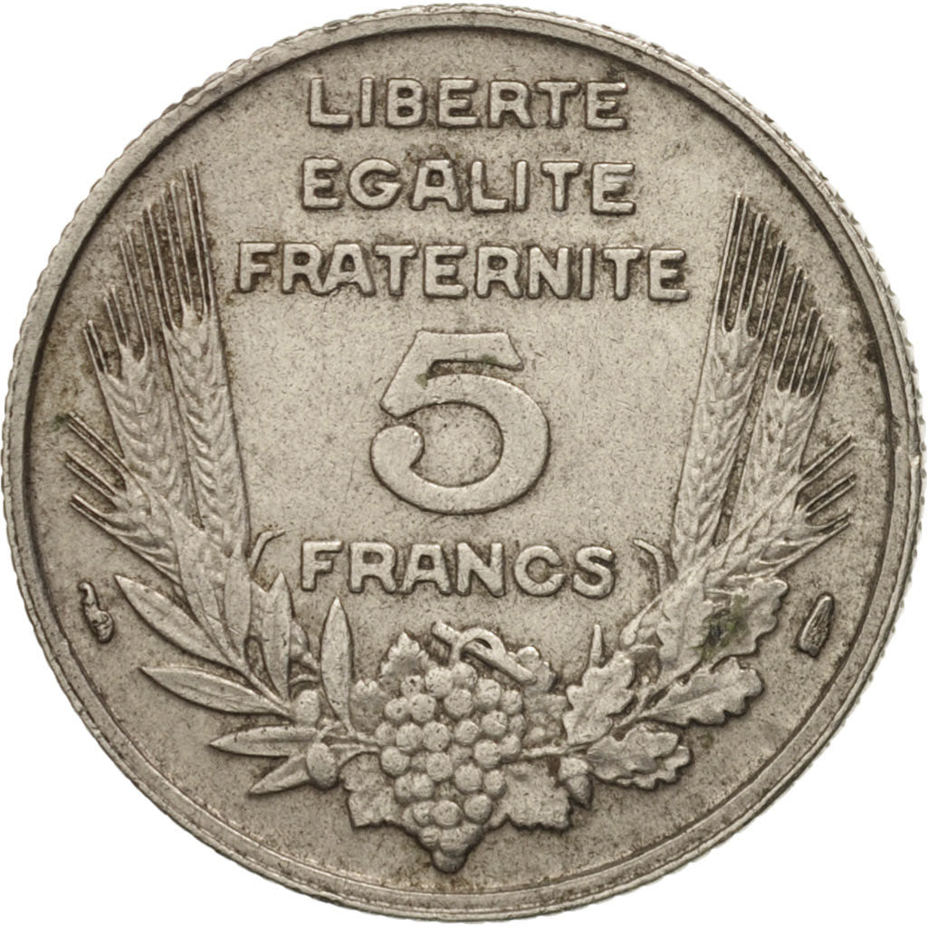 France, Bazor, 5 Francs, 1933, Paris, VF(30-35), Nickel, KM:887, Gadoury:753