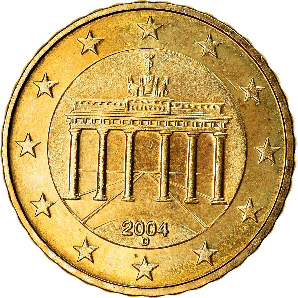 GERMANY - FEDERAL REPUBLIC, 10 Euro Cent, 2004, AU(55-58), Brass, KM:210