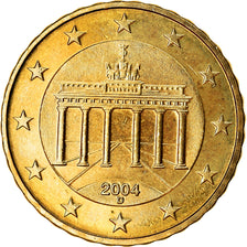 GERMANY - FEDERAL REPUBLIC, 10 Euro Cent, 2004, AU(55-58), Brass, KM:210