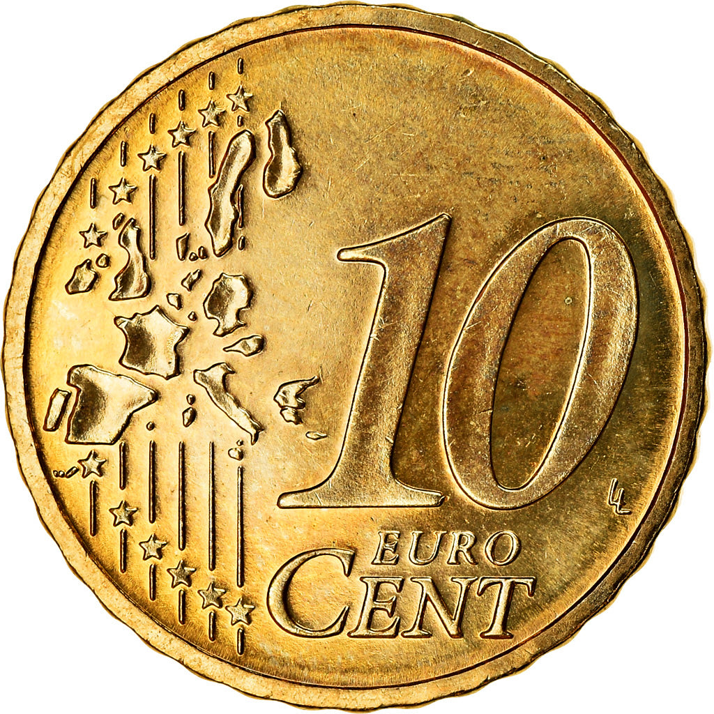 GERMANY - FEDERAL REPUBLIC, 10 Euro Cent, 2004, AU(55-58), Brass, KM:210