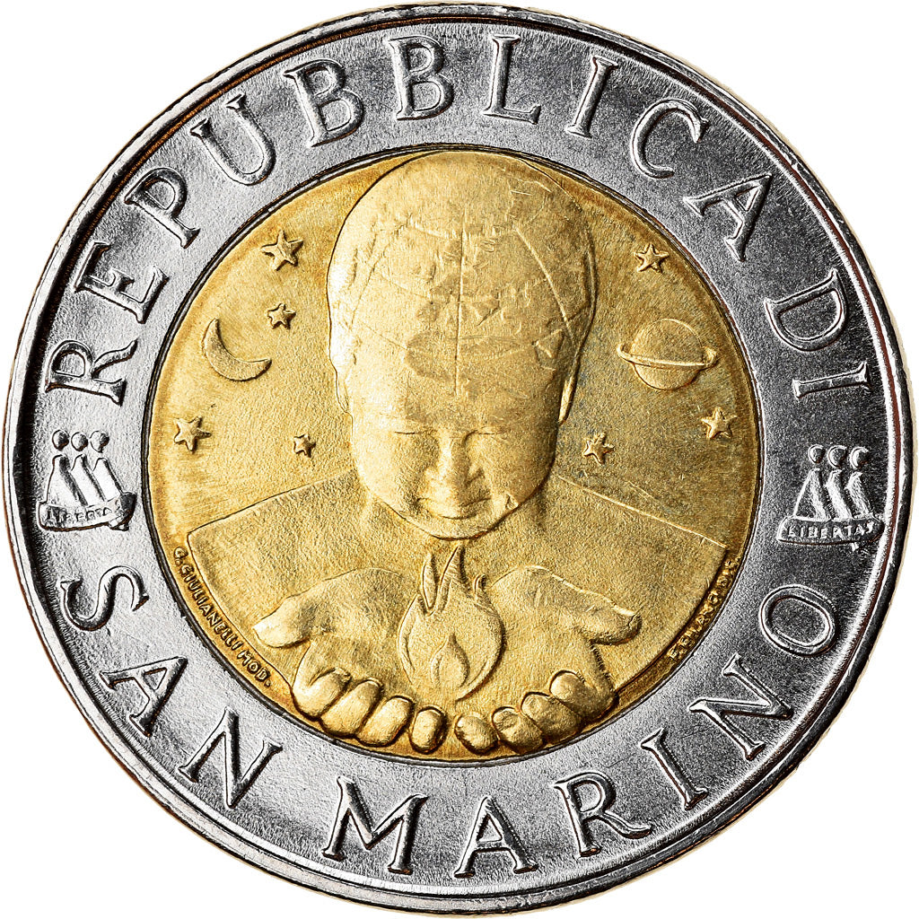 Coin, San Marino, 500 Lire, 1998, Rome, AU(50-53), Bi-Metallic, KM:383