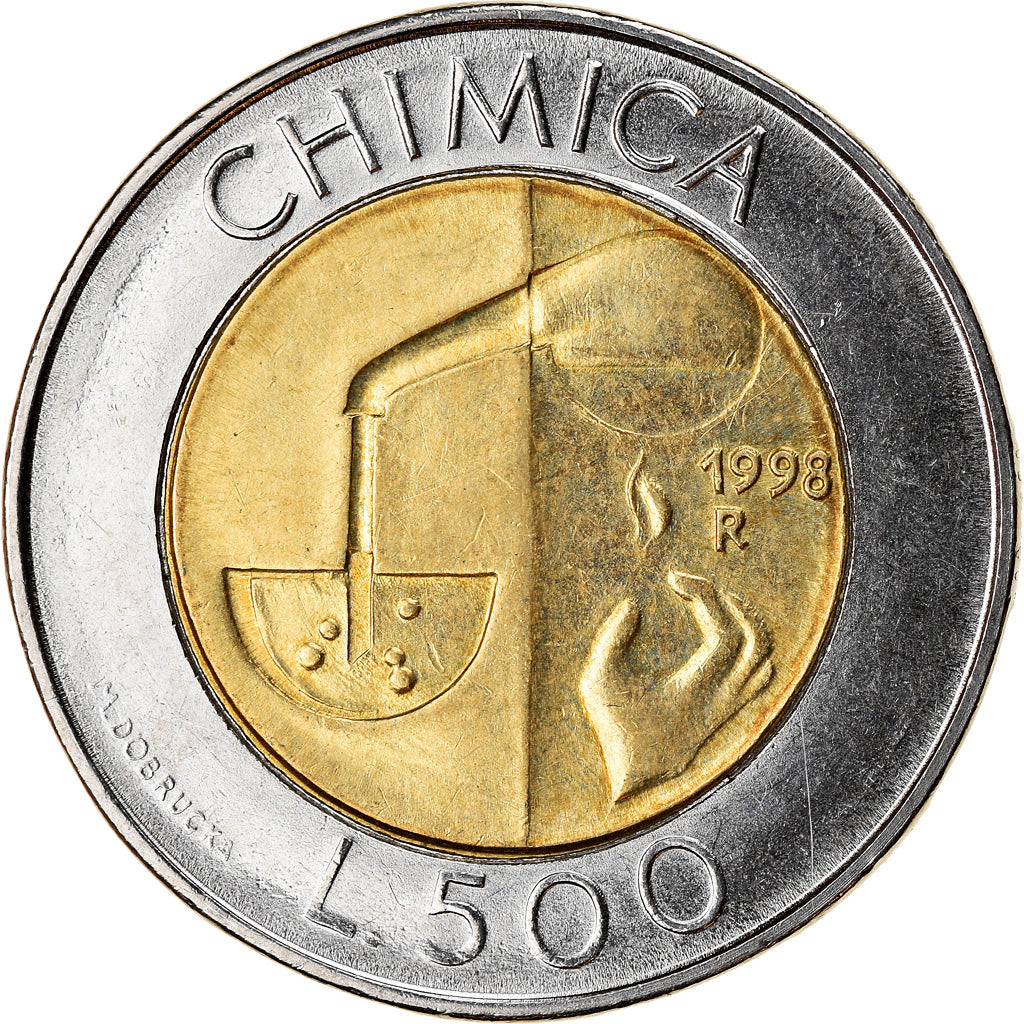 Coin, San Marino, 500 Lire, 1998, Rome, AU(50-53), Bi-Metallic, KM:383