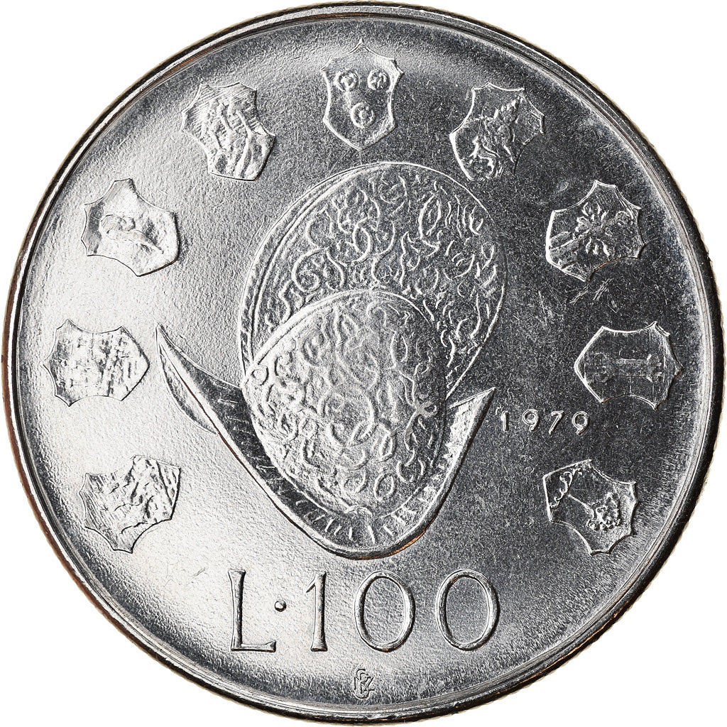 Coin, San Marino, 100 Lire, 1979, Rome, AU(50-53), Steel, KM:95