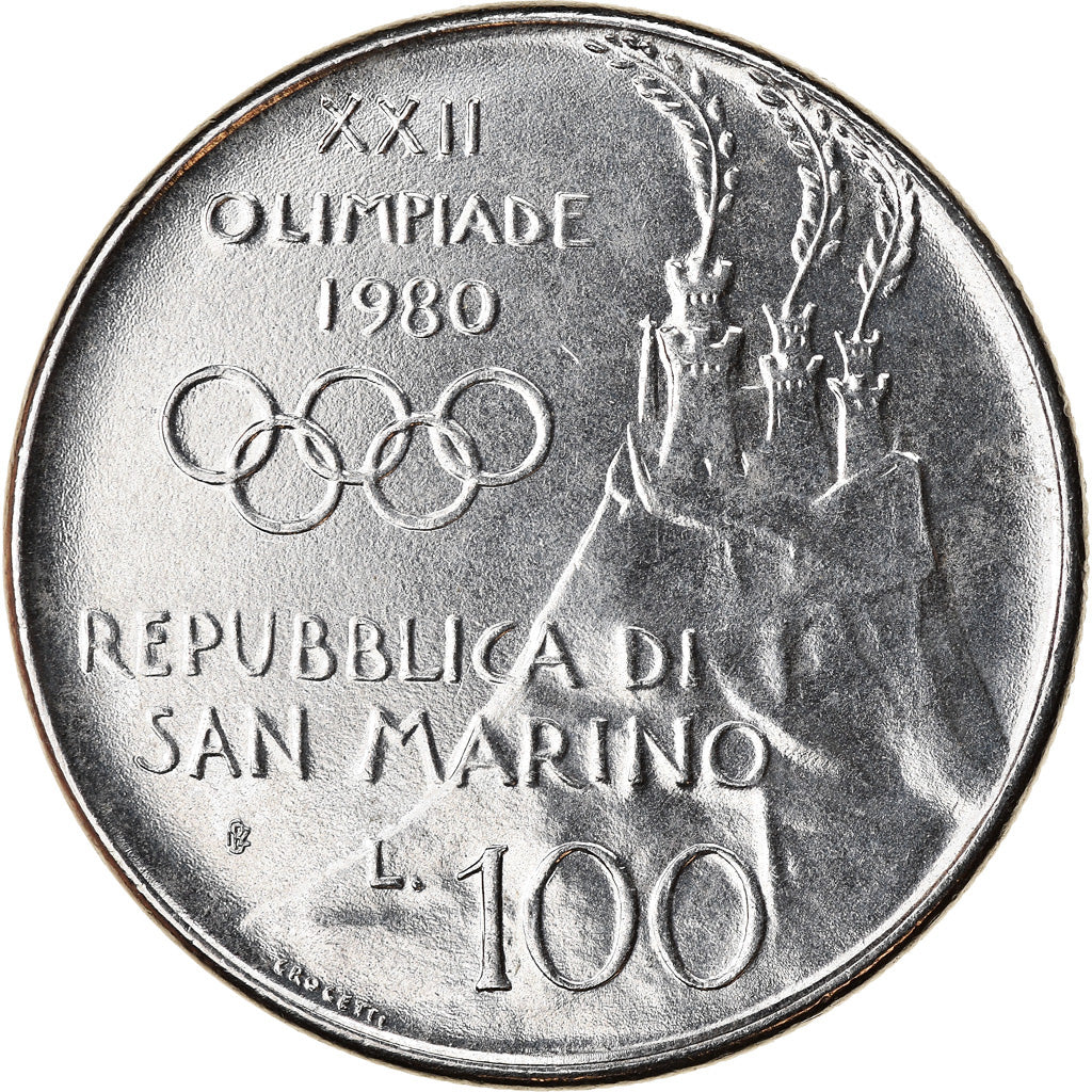 Coin, San Marino, 100 Lire, 1980, Rome, MS(60-62), Steel, KM:108
