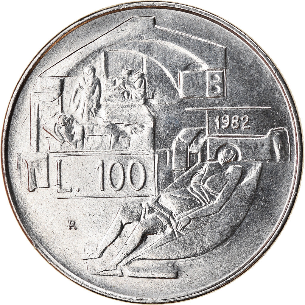 Coin, San Marino, 100 Lire, 1982, Rome, AU(50-53), Steel, KM:137