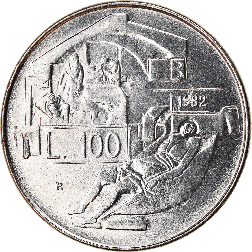 Coin, San Marino, 100 Lire, 1982, Rome, AU(55-58), Steel, KM:137