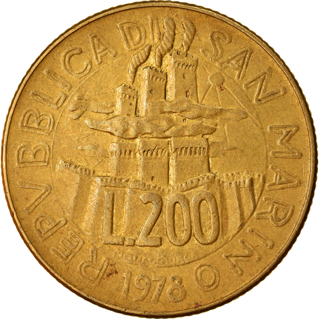 Coin, San Marino, 200 Lire, 1978, Rome, EF(40-45), Aluminum-Bronze, KM:83