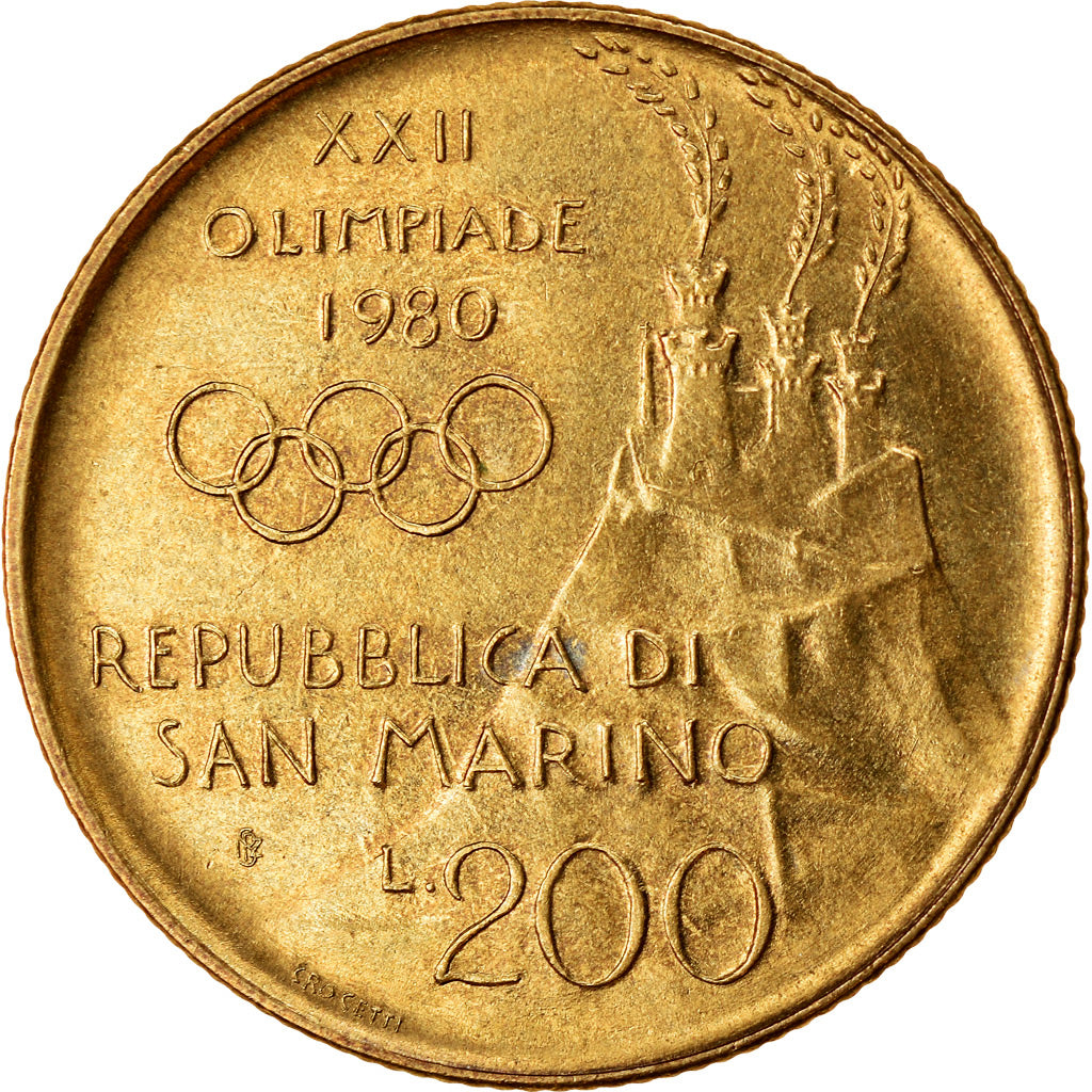 Monnaie, San Marino, 200 Lire, 1980, Rome, SUP, Aluminum-Bronze, KM:109