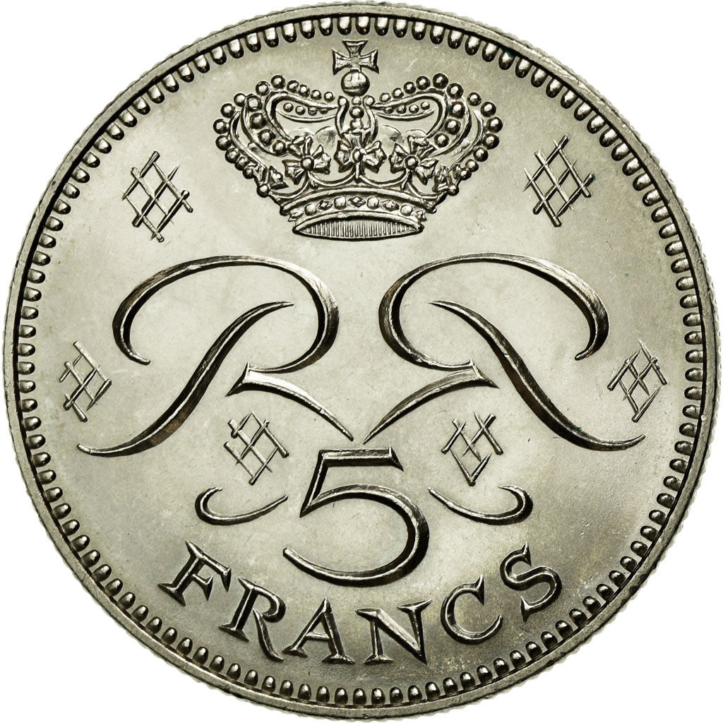 Coin, Monaco, Rainier III, 5 Francs, 1974, MS(64), Copper-nickel, KM:150