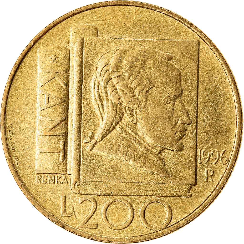 Munten, San Marino, 200 Lire, 1996, ZF+, Aluminum-Bronze, KM:356