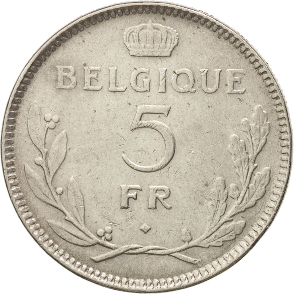 Belgium, 5 Francs, 5 Frank, 1936, EF(40-45), Nickel, KM:108