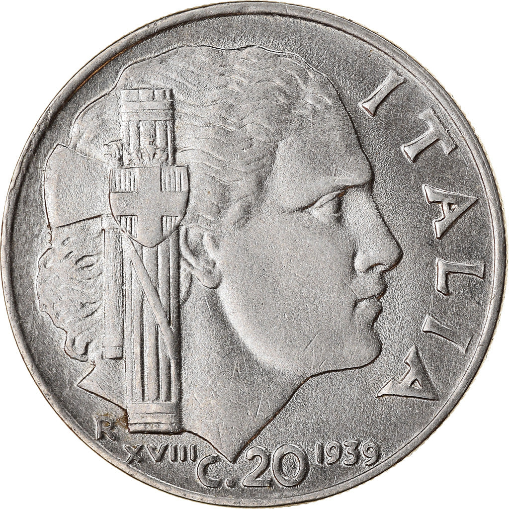 Coin, Italy, Vittorio Emanuele III, 20 Centesimi, 1939, Rome, AU(55-58)