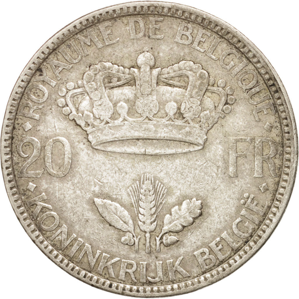 Coin, Belgium, 20 Francs, 20 Frank, 1935, EF(40-45), Silver, KM:105