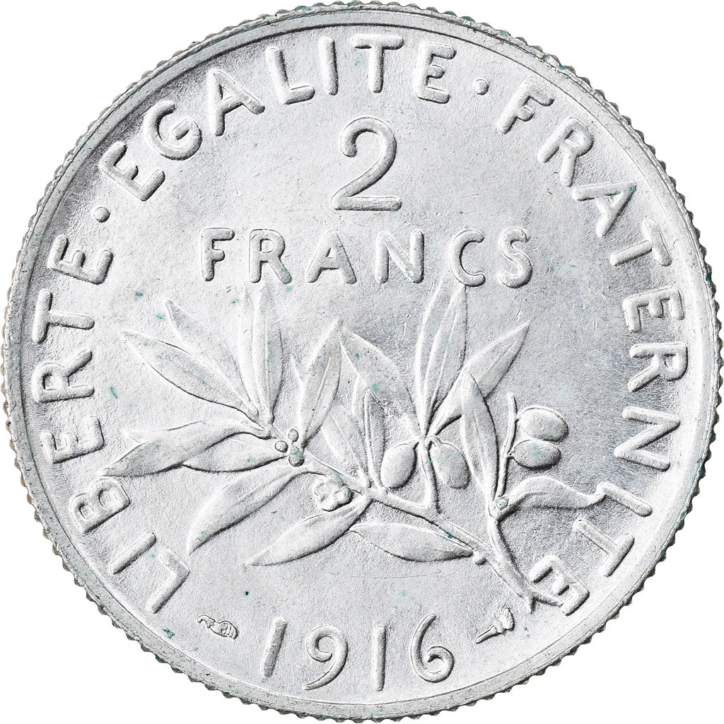 Coin, France, Semeuse, 2 Francs, 1916, Paris, AU(50-53), Silver, KM:845.1