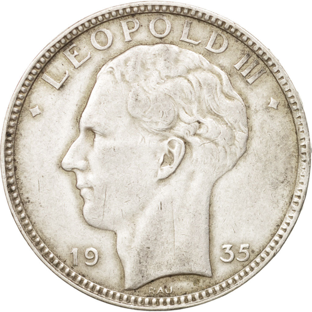 Coin, Belgium, 20 Francs, 20 Frank, 1935, EF(40-45), Silver, KM:105