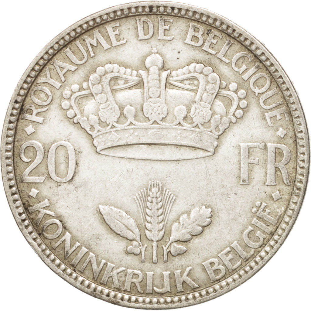 Coin, Belgium, 20 Francs, 20 Frank, 1935, EF(40-45), Silver, KM:105
