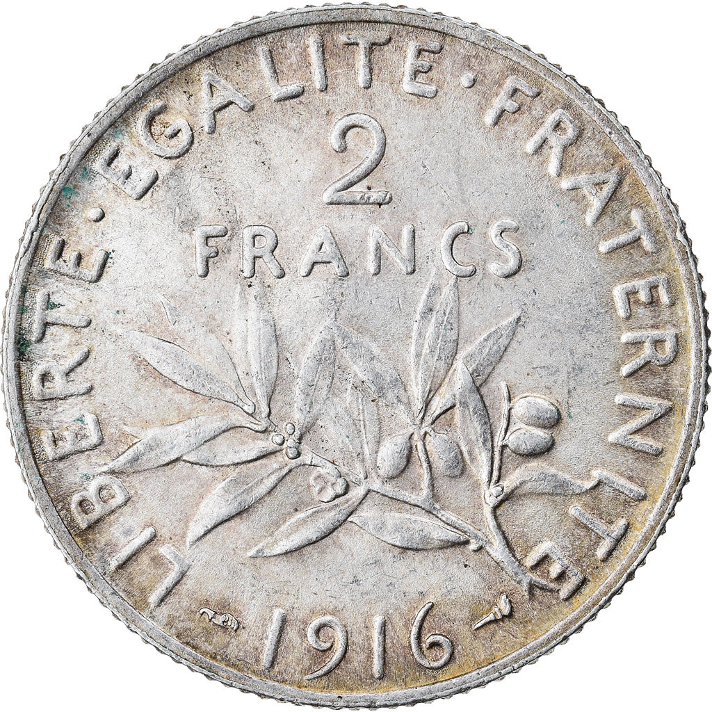 Moneta, Francia, Semeuse, 2 Francs, 1916, Paris, BB, Argento, KM:845.1