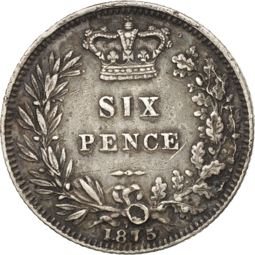 Great Britain, Victoria, 6 Pence, 1875, VF(30-35), Silver, KM:751.1