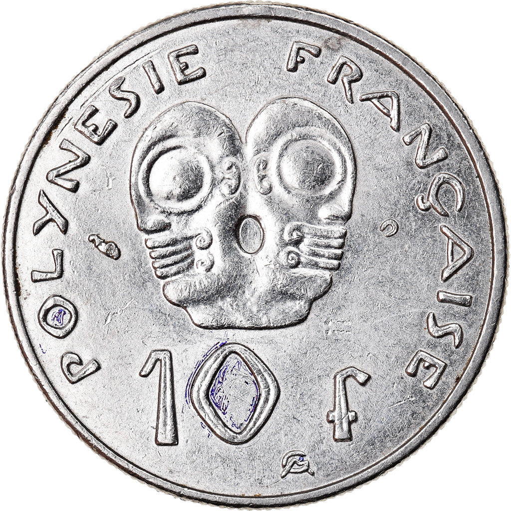 Moeda, Polinésia Francesa, 10 Francs, 2002, Paris, EF(40-45), Níquel, KM:8