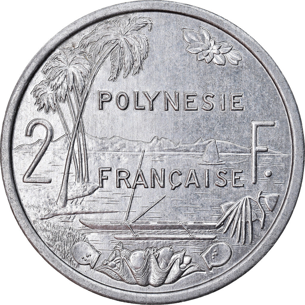 Coin, French Polynesia, 2 Francs, 2002, Paris, MS(63), Aluminum, KM:10