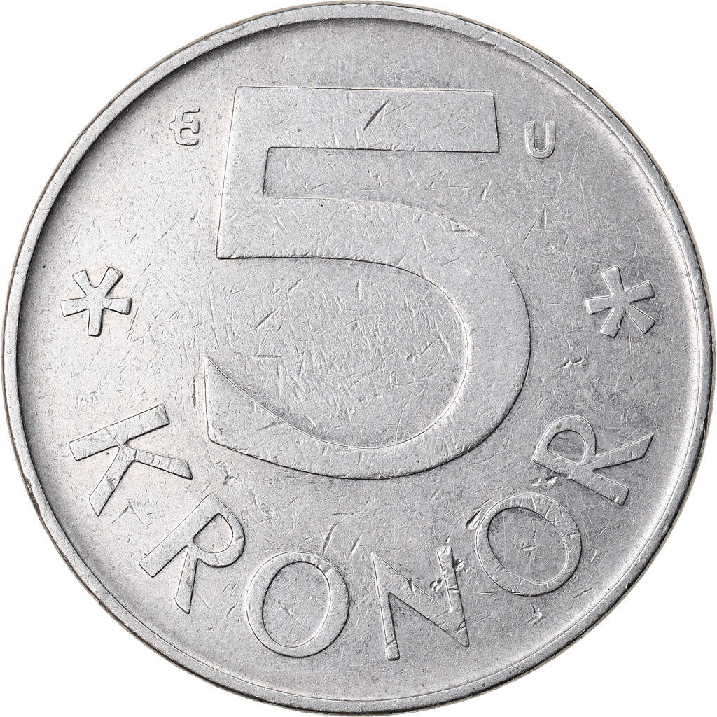 Moeda, Suécia, Carl XVI Gustaf, 5 Kronor, 1980, EF(40-45), Cobre-níquel