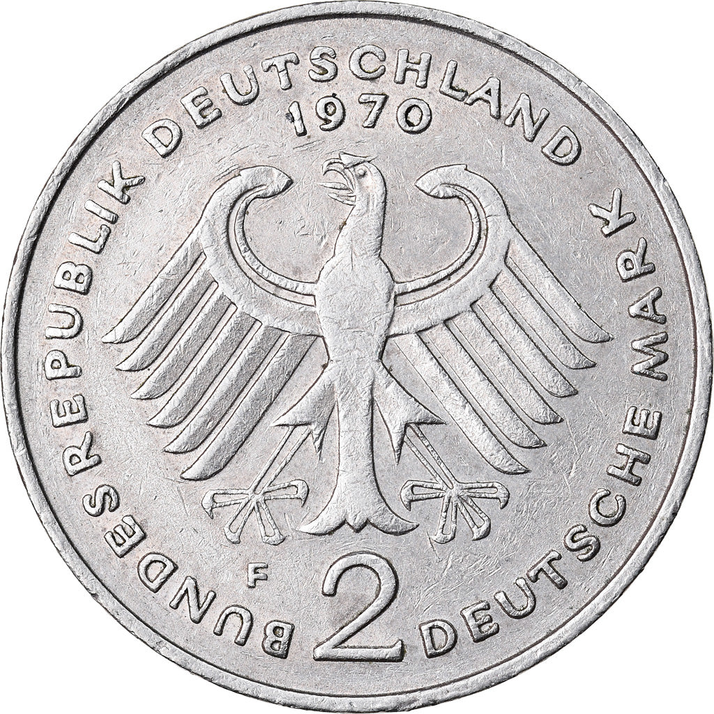 Coin, GERMANY - FEDERAL REPUBLIC, 2 Mark, 1970, Stuttgart, EF(40-45)