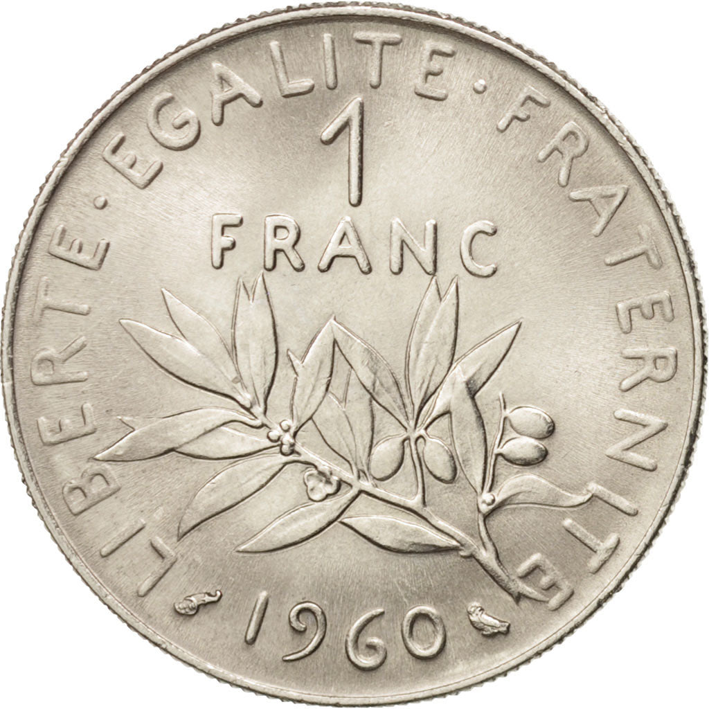 Frankreich, Semeuse, Franc, 1960, Paris, MS(60-62), Nickel, KM:925.1,Gadoury 474