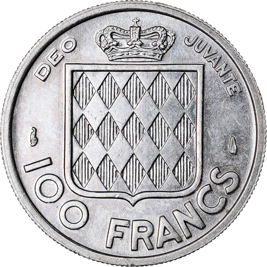 Moeda, Mónaco, Rainier III, 100 Francs, Cent, 1956, EF(40-45), Cobre-níquel