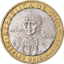 Moneda, Chile, 100 Pesos, 2010, Santiago, BC+, Bimetálico, KM:236