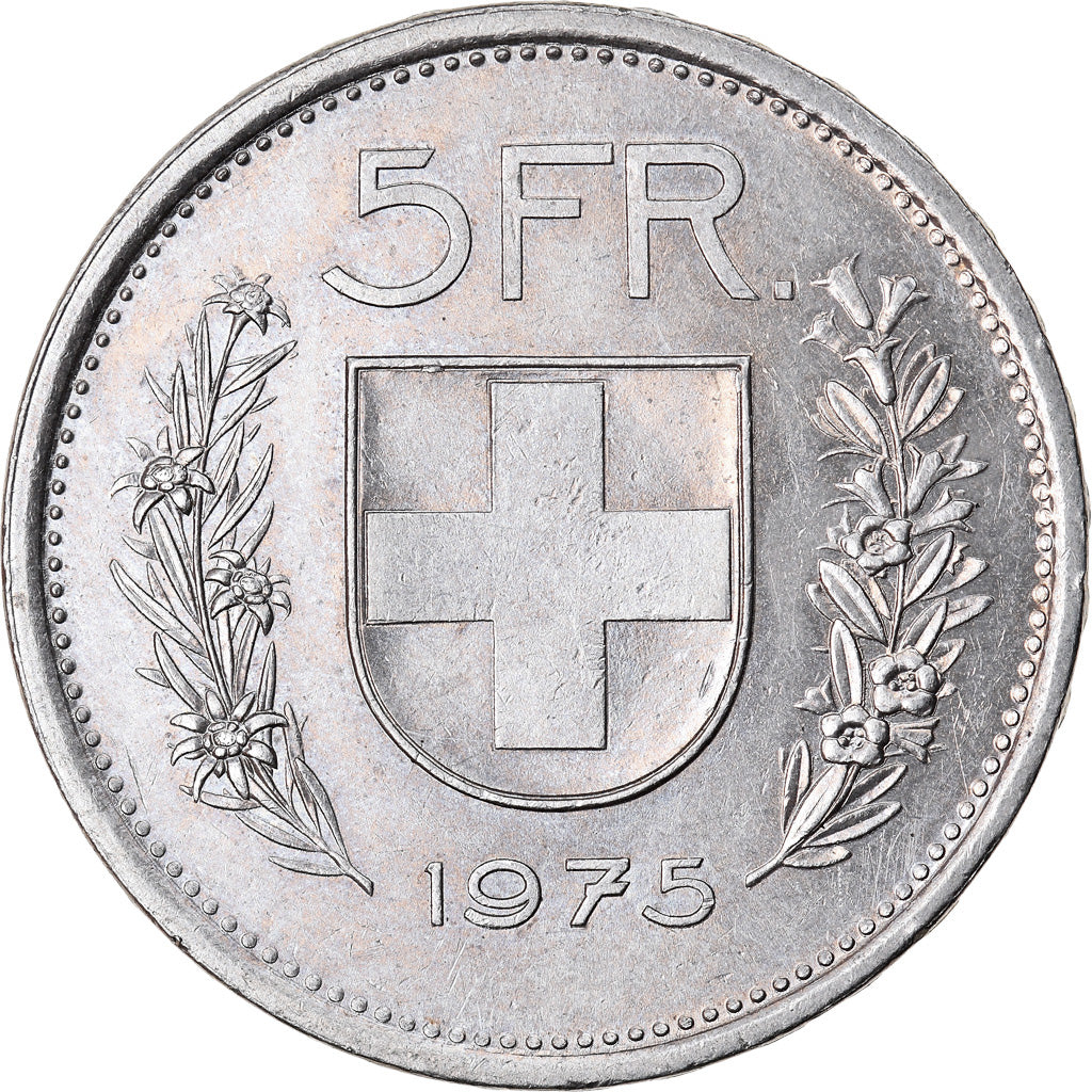 Moneta, Svizzera, 5 Francs, 1975, Bern, BB, Rame-nichel, KM:40a.1