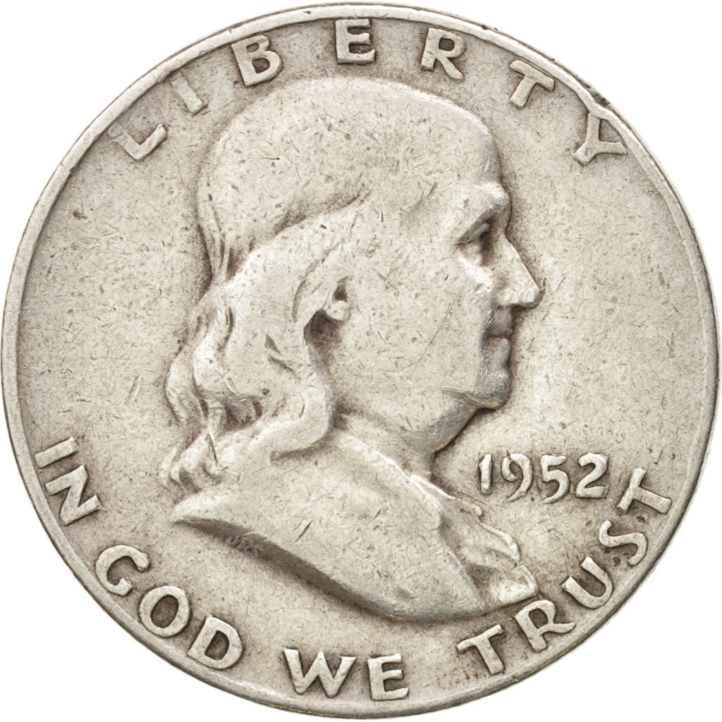 United States, Franklin Half Dollar,1952, U.S. Mint, Denver, VF(30-35), KM 199