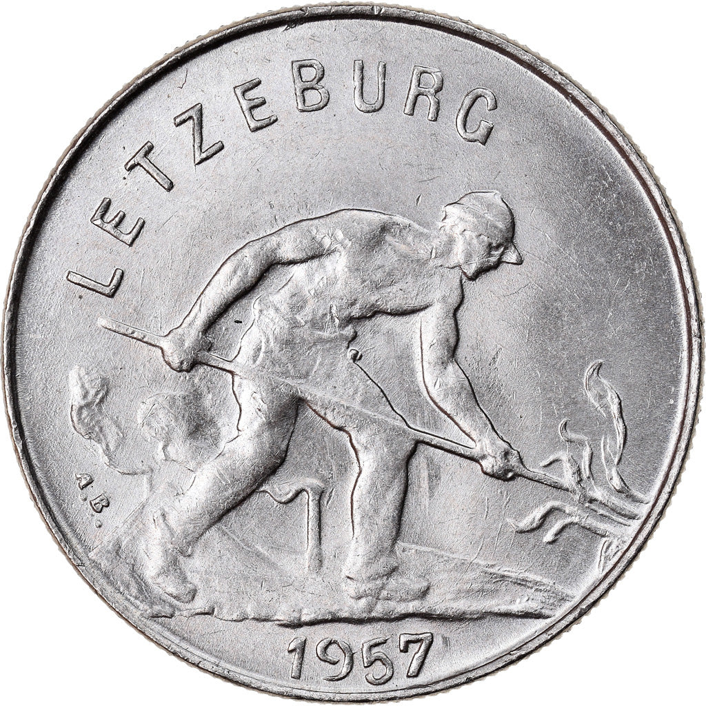 Coin, Luxembourg, Charlotte, Franc, 1957, AU(55-58), Copper-nickel, KM:46.2