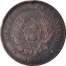 Coin, Argentina, 2 Centavos, 1893, VF(30-35), Bronze, KM:33