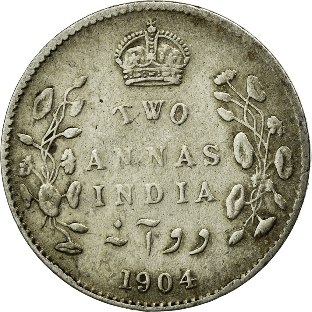 Coin, INDIA-BRITISH, Edward VII, 2 Annas, 1904, VF(30-35), Silver, KM:505