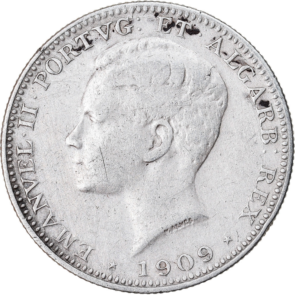 Coin, Portugal, Manuel II, 200 Reis, 1909, Paris, VF(30-35), Silver, KM:549