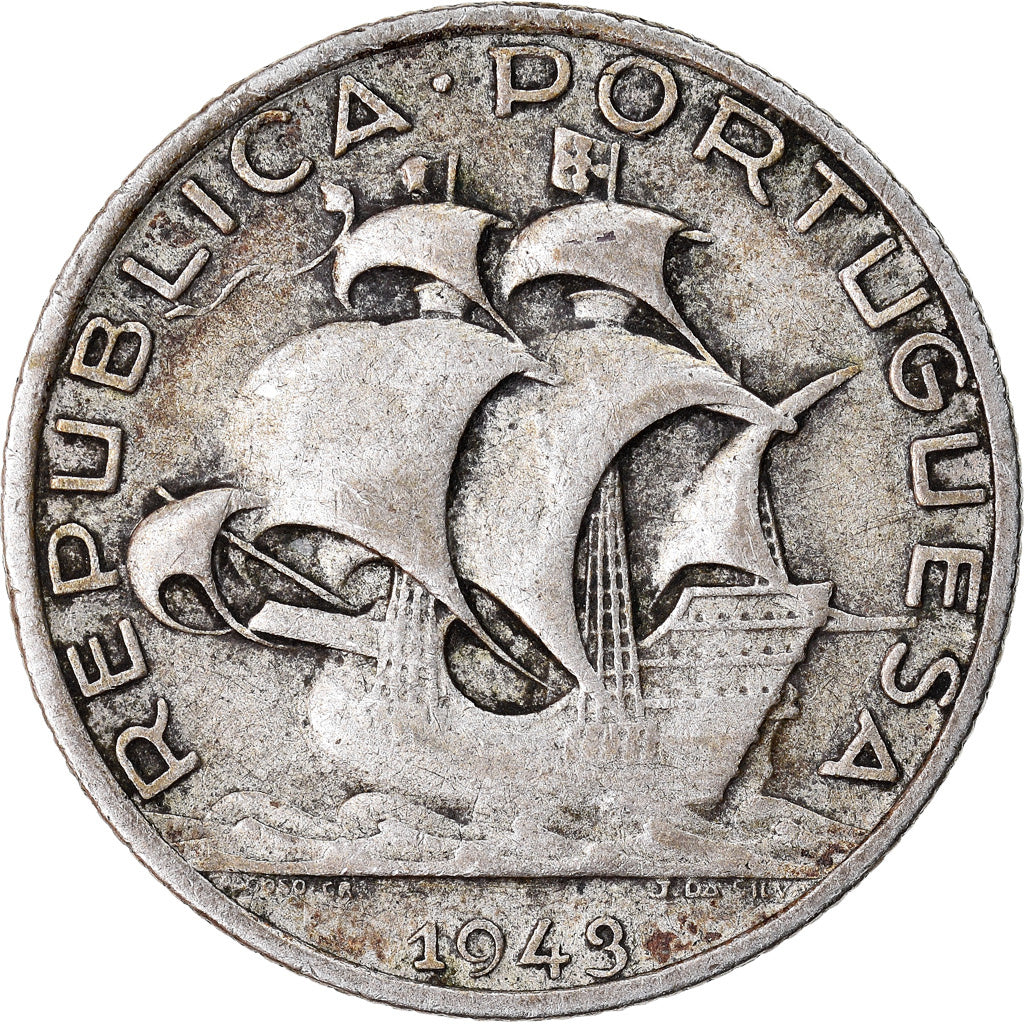 Coin, Portugal, 2-1/2 Escudos, 1943, VF(20-25), Silver, KM:580