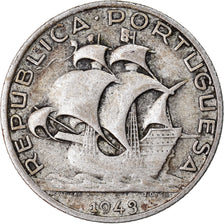 Coin, Portugal, 2-1/2 Escudos, 1943, VF(20-25), Silver, KM:580